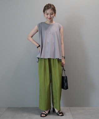 AMERICAN HOLIC イージーケア＋接触冷感ウエストタックワイドパンツ Pistachio