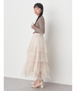 earth music&ecology 部分シアーニットプルオーバー Gray Beige