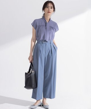 組曲 ライトデシンボウタイ ブラウス ブルーストライプ系1