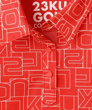 23区GOLF 盛夏対応のマルチ機能【接触冷感・UVケア・吸水速乾】【WOMEN】総ロゴ カノコシャツ オレンジ系5