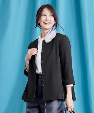 Tiaclasse L 【洗える】プリーツジャケット ブラック