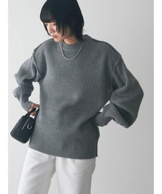 Green Parks 洗える　アゼ編みニットプルオーバー Gray Mixture