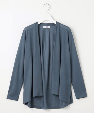 J.PRESS LADIES セルロースジャージー ミディ丈 カーディガン ダルブルー系