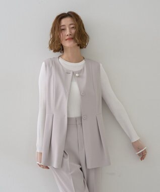 YECCA VECCA パールペプラムジレ Gray Beige