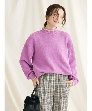 CRAFT STANDARD BOUTIQUE 洗えるモールニット配色プルオーバー