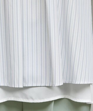 Tiaclasse L ストライプリボンレイヤードブラウス オフストライプ