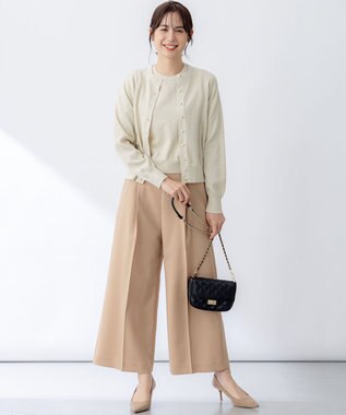 組曲 S 【WEB限定・2SET】5分袖ラメ入りアンサンブルニット ゴールド系