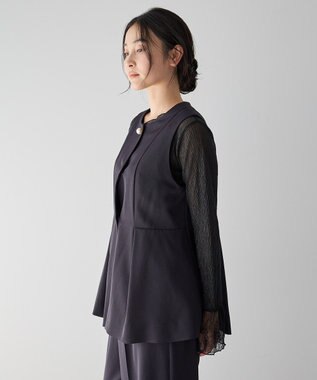 YECCA VECCA パールペプラムジレ Navy