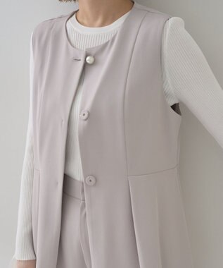 YECCA VECCA パールペプラムジレ Gray Beige