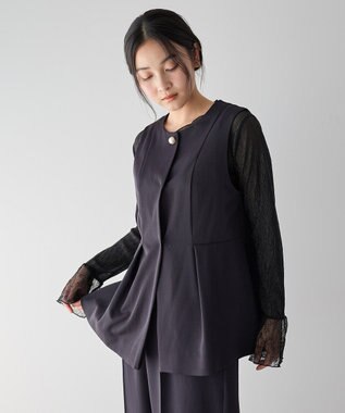 YECCA VECCA パールペプラムジレ Navy