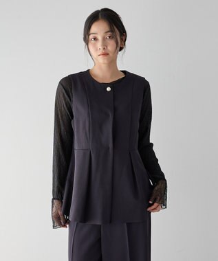 YECCA VECCA パールペプラムジレ Navy