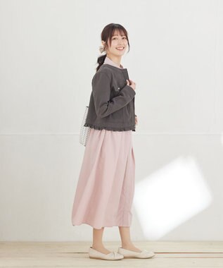 Tiaclasse L ノーカラーデニムジャケット グレー