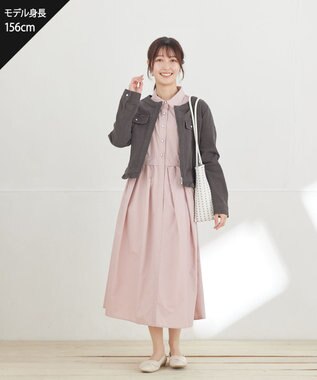 Tiaclasse L ノーカラーデニムジャケット グレー