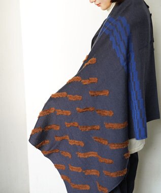 POLS ウールカットジャカードストール ブラック