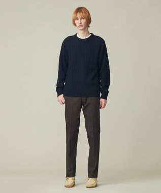 J.PRESS MEN 【Cash Lamb's Wool】ケーブルクルーネック ニット ネイビー系