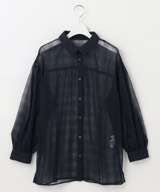  シアーチェック ブラウス