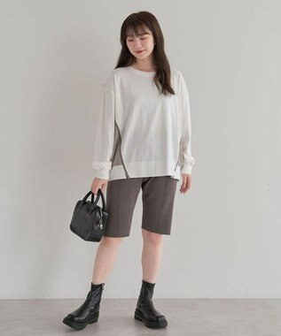 Green Parks グログランテープ配色ドッキングプルオーバー Off White