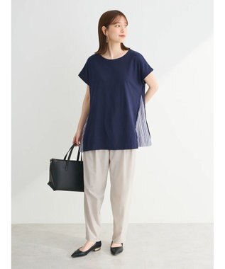 Green Parks 脇プリーツドッキングチュニック Navy