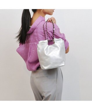 UNBILLION perche 牛革ソフト3wayコードハンドルバッグ シルバー