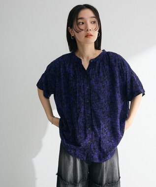 Green Parks Ｉ　アソート柄さらっとレーヨンブラウス Flower Black