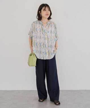 Green Parks Ｉ　アソート柄さらっとレーヨンブラウス Flower Black