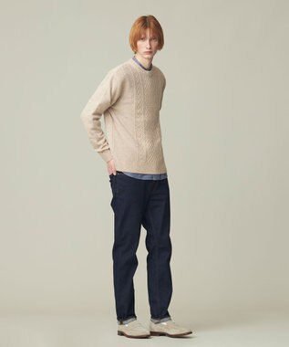J.PRESS MEN 【Cash Lamb's Wool】ケーブルクルーネック ニット ベージュ系