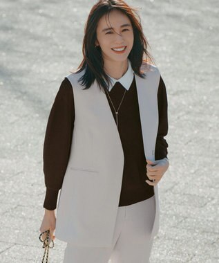 23区 【セットアップ対応/洗える】トリアセダブルジョーゼット ジレ