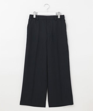 自由区 【接触冷感・速乾・UVカット・撥水・防シワ】リネンライクツイル ワイドストレート ネイビー系