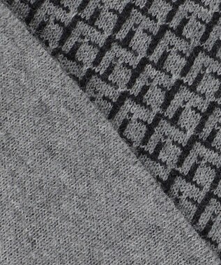 自由区 L 【洗える】リバーシブルニット セットアップ(カーディガン×タイトスカート) グレー×ブラック