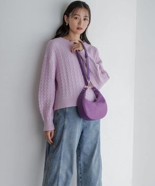 組曲 S 【加藤ローサさん着用】コットンカシミヤMIX ケーブル ニット ピンク系