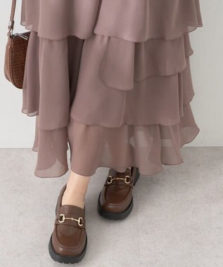 earth music&ecology アシンメトリーティアードワンピース Mocha