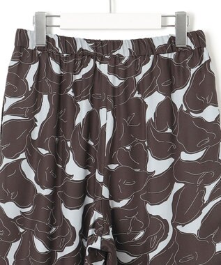 23区 【洗える】Ratti フラワーアートプリント ワイド パンツ ダークブラウン×グレー