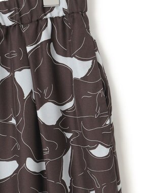 23区 【洗える】Ratti フラワーアートプリント ワイド パンツ ダークブラウン×グレー