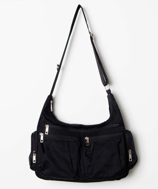 WEGO ポーチ付きナイロンショルダーバッグ ブラック
