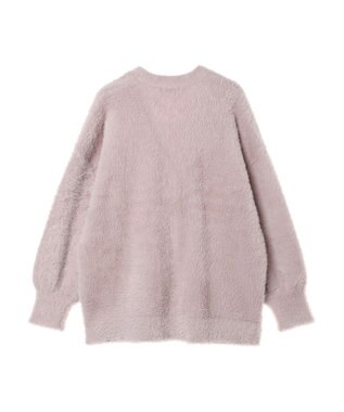 earth music&ecology ロングシャギーＶネックカーディガン Pink Beige