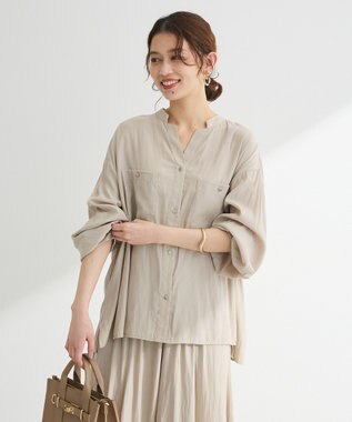 Green Parks サラフレブラウス（無地） Beige