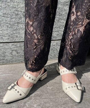 WEGO ハトメベルトポインテッドシューズ オフホワイト