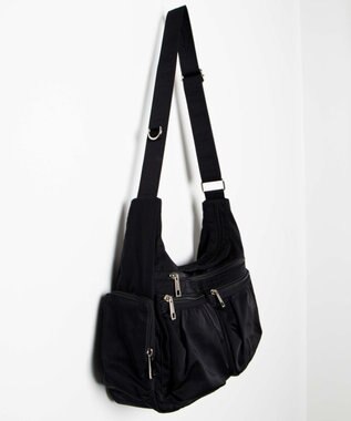 WEGO ポーチ付きナイロンショルダーバッグ ブラック