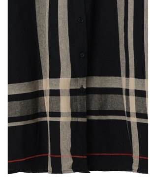 CRAFT STANDARD BOUTIQUE 先染めチェック（大）バンドカラー袖ＲＩＢ　ＯＰ Black