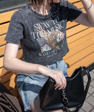 WEGO ヴィンテージウォッシュグラフィックリブT スミクロ