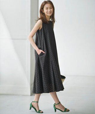 組曲 S 【WEB限定】エンブロイダリーレース ノースリーブワンピース ブラック系