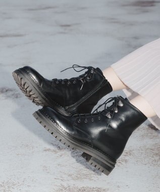 BONTRE 【LucaGrossi/ルカグロッシ】レースアップサイドジップショートブーツ ブラック