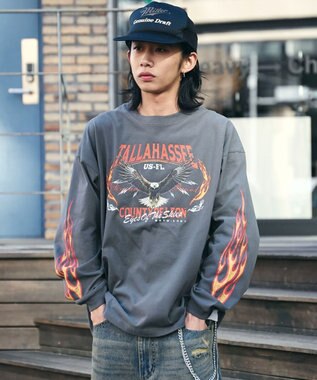 WEGO 【ユニセックス着用ITEM/MLサイズ展開】ヴィンテージライクグラフィックT（LS） 柄3