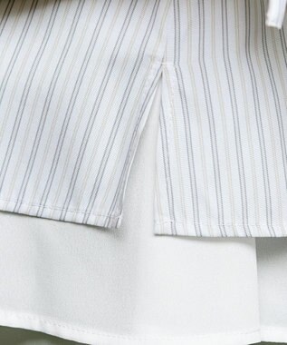 Tiaclasse L ストライプリボンレイヤードブラウス オフストライプ