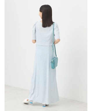 earth music&ecology ＳＥＴ２点ドロストプルオーバー＋キャミワンピース Check Sax