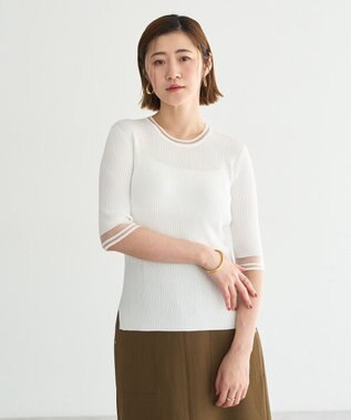 YECCA VECCA シアーMIX5分袖ニット