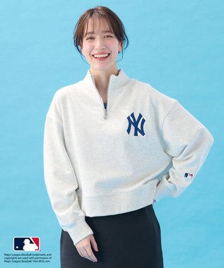 ANY L 【洗濯機可/UVケア】MLB/メジャーリーグベースボール ジップスウェット ライトグレー