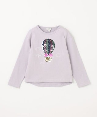 ANY KIDS ミラクルスパンコール 長袖 Ｔシャツ ブルーグレー×気球