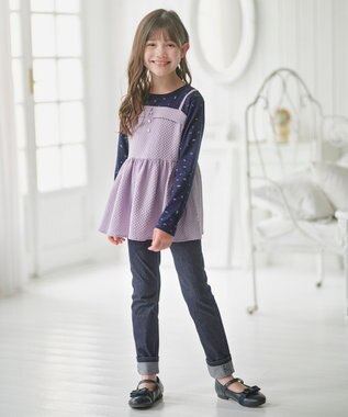 組曲 KIDS 【18-24㎝】かんたんストラップ バレエシューズ ネイビー