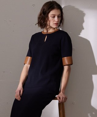 BEIGE， NADIA / ブラウスニットトップス Navy x Camel
